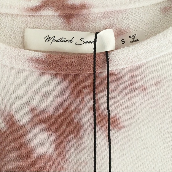 Mustard Seed Tie Dye Cream Pink Cold Shoulder Sweatshirt Size Small NWT - Picture 3 of 9